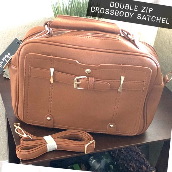 no brand Handbags - Double Zip Equestrian Satchel & Crossbody Bag (T)